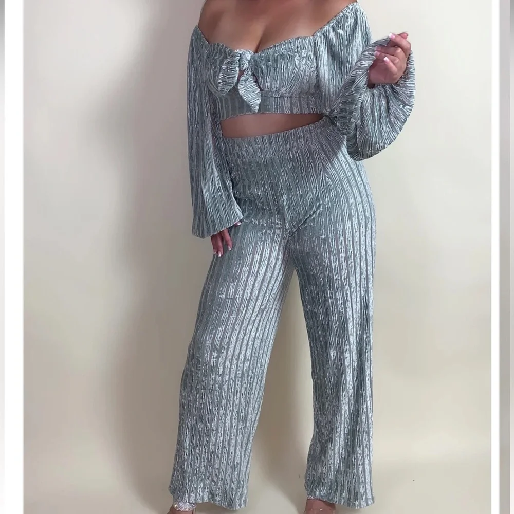 Crushed velvet pants set - Picture 4 of 7